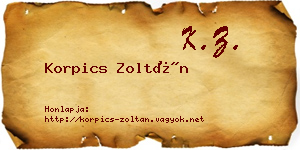 Korpics Zoltán névjegykártya