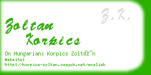 zoltan korpics business card